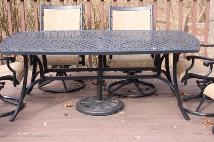 Martha Stewart Living Outdoor Dining Table and Six Swivel Rockers