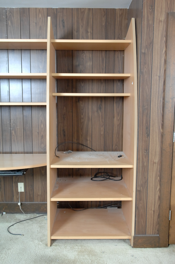 Three Section Faux Wood Office Wall Unit