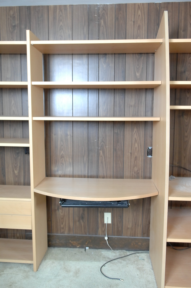 Three Section Faux Wood Office Wall Unit