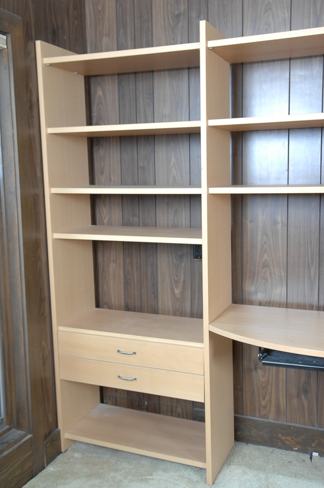 Three Section Faux Wood Office Wall Unit