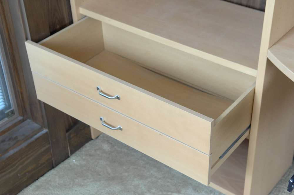 Three Section Faux Wood Office Wall Unit