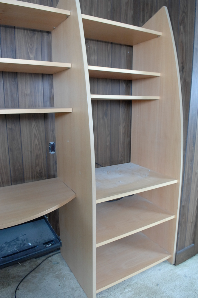 Three Section Faux Wood Office Wall Unit