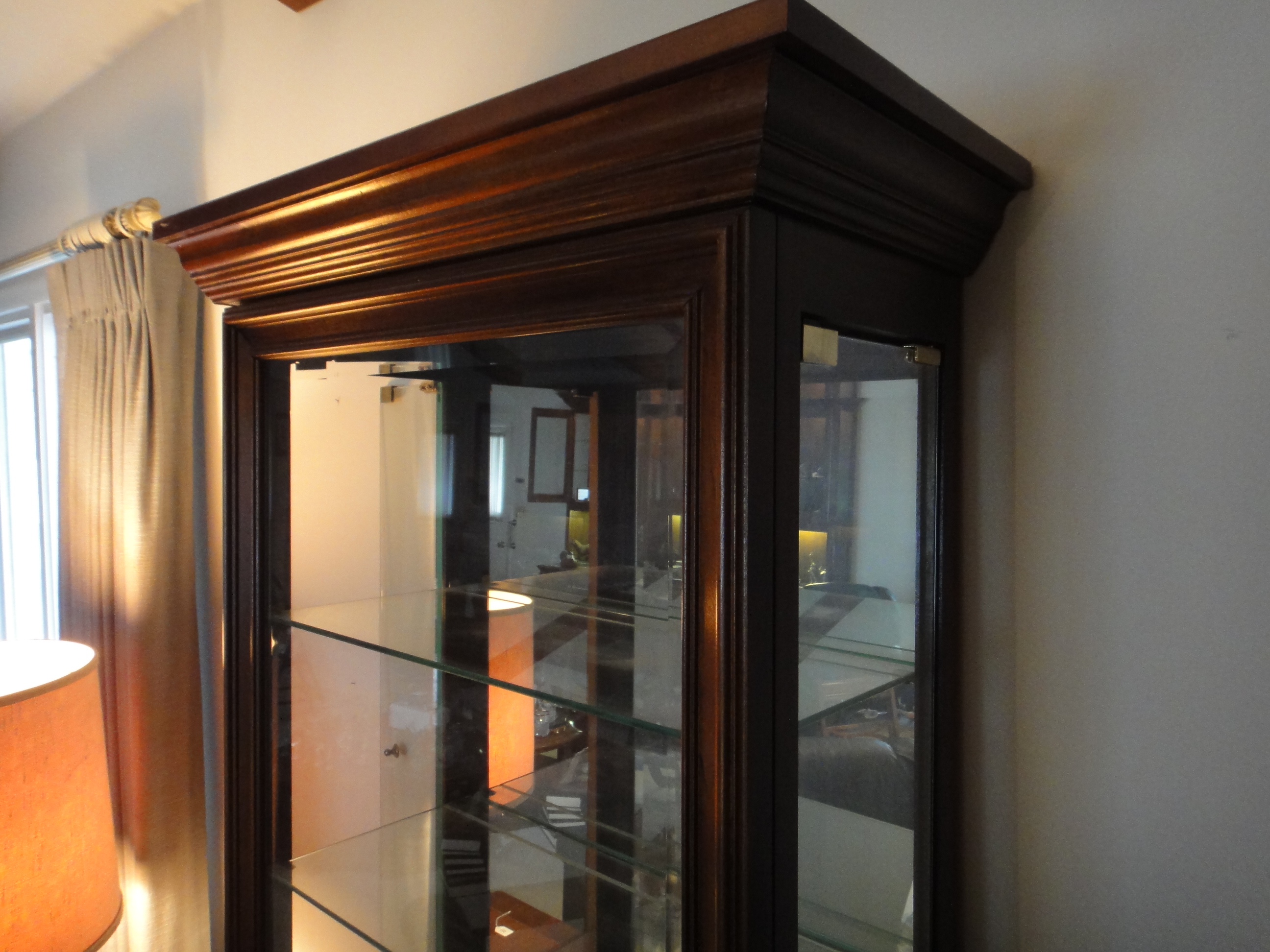 Cherry Wood Lighted Curio Cabinet with Side Doors