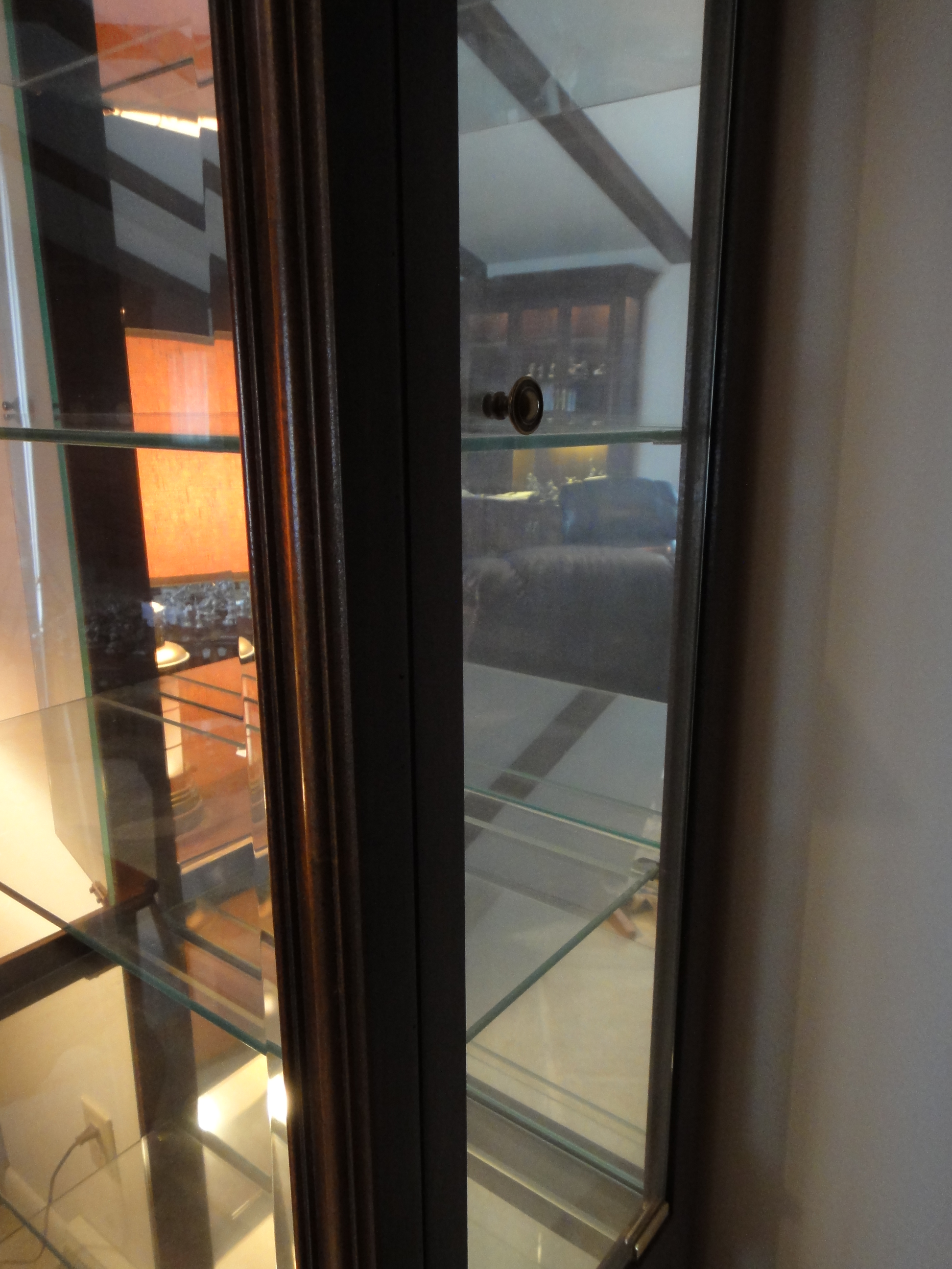 Cherry Wood Lighted Curio Cabinet with Side Doors