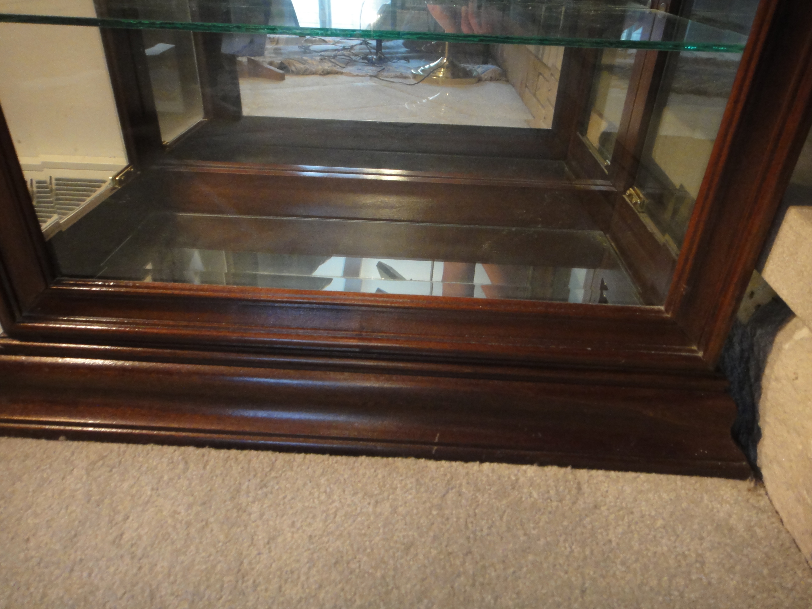 Cherry Wood Lighted Curio Cabinet with Side Doors