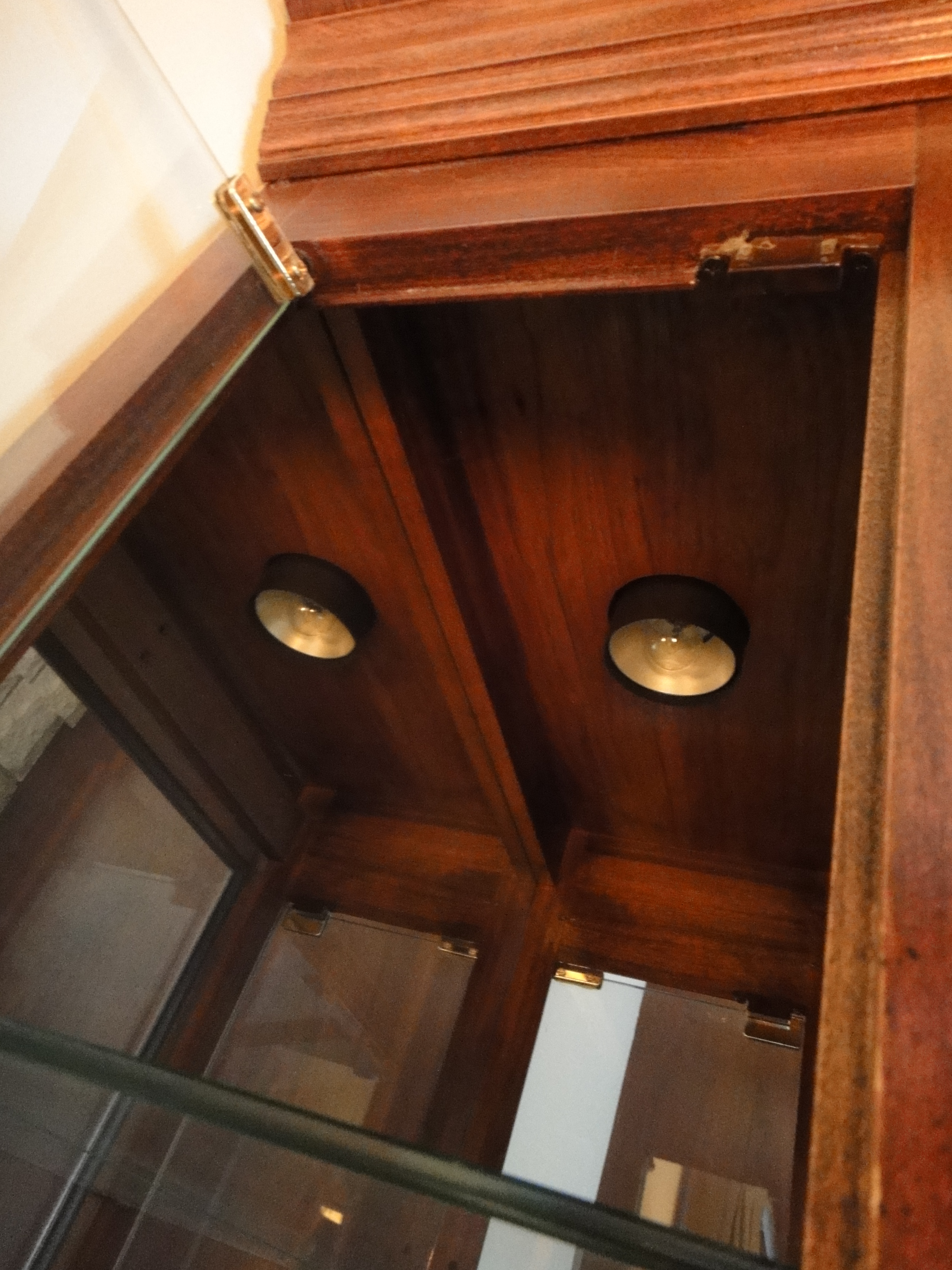 Cherry Wood Lighted Curio Cabinet with Side Doors