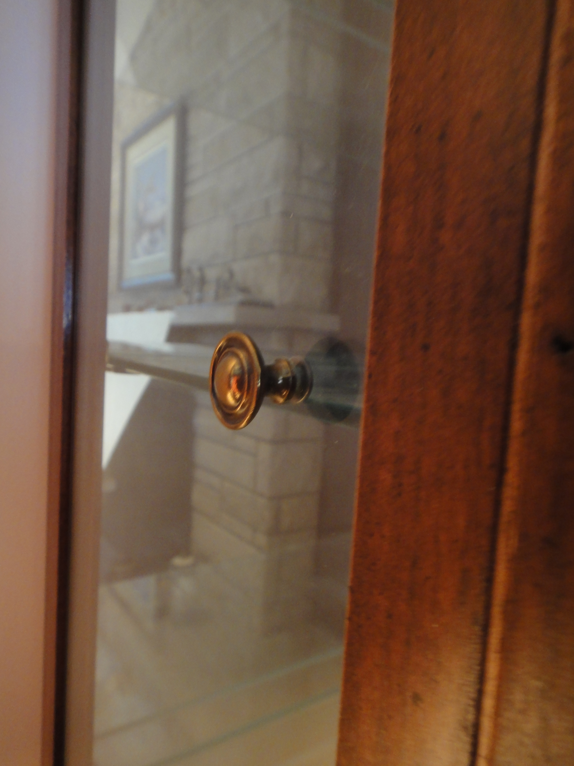 Cherry Wood Lighted Curio Cabinet with Side Doors