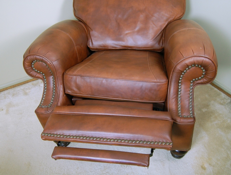 Barcalounger "Longhorn II" Leather Recliner with Nailhead Trim