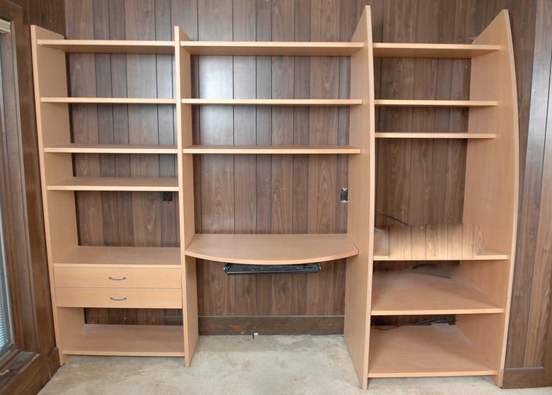 Three Section Faux Wood Office Wall Unit