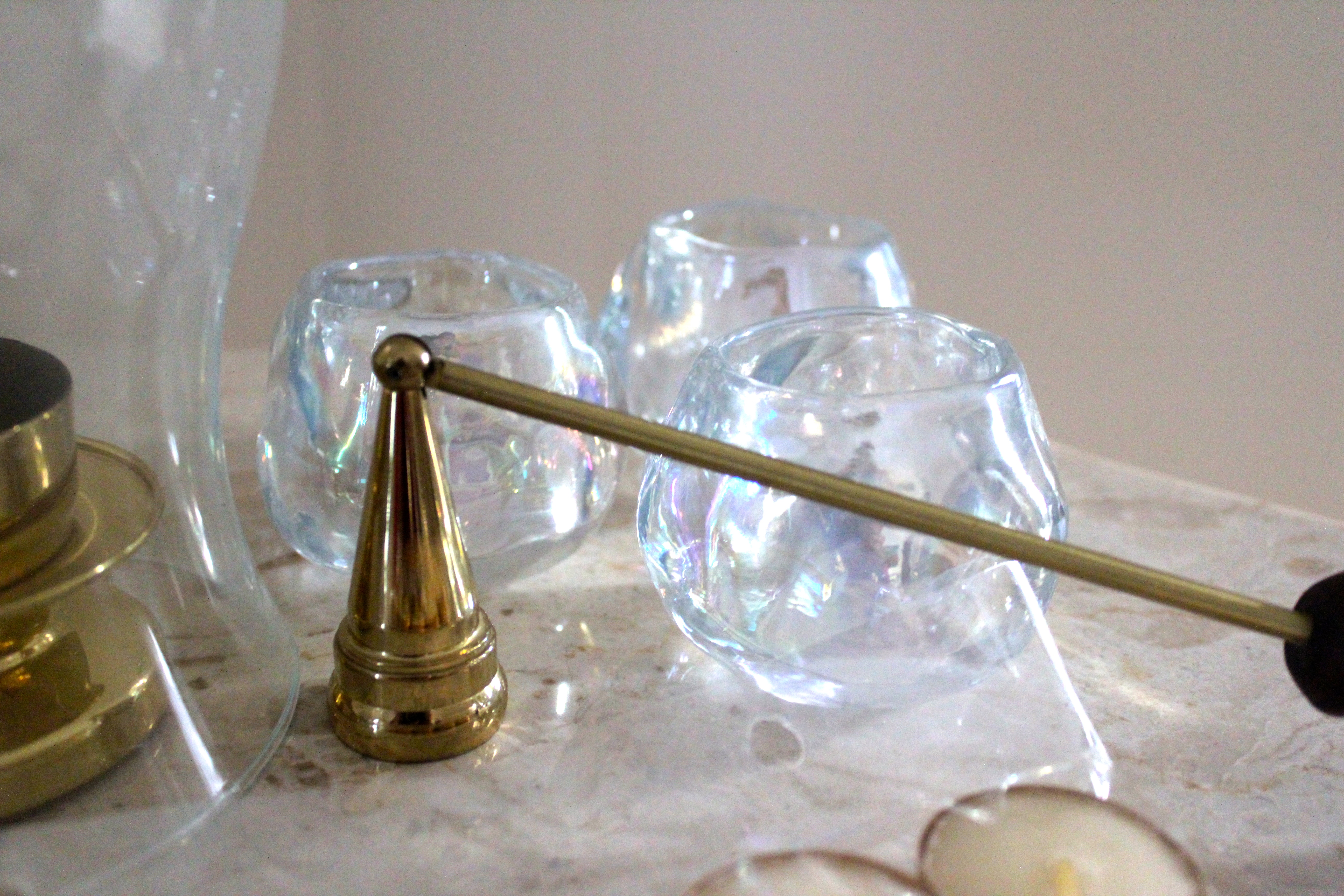 Glass Hurricane, Votives and Candles