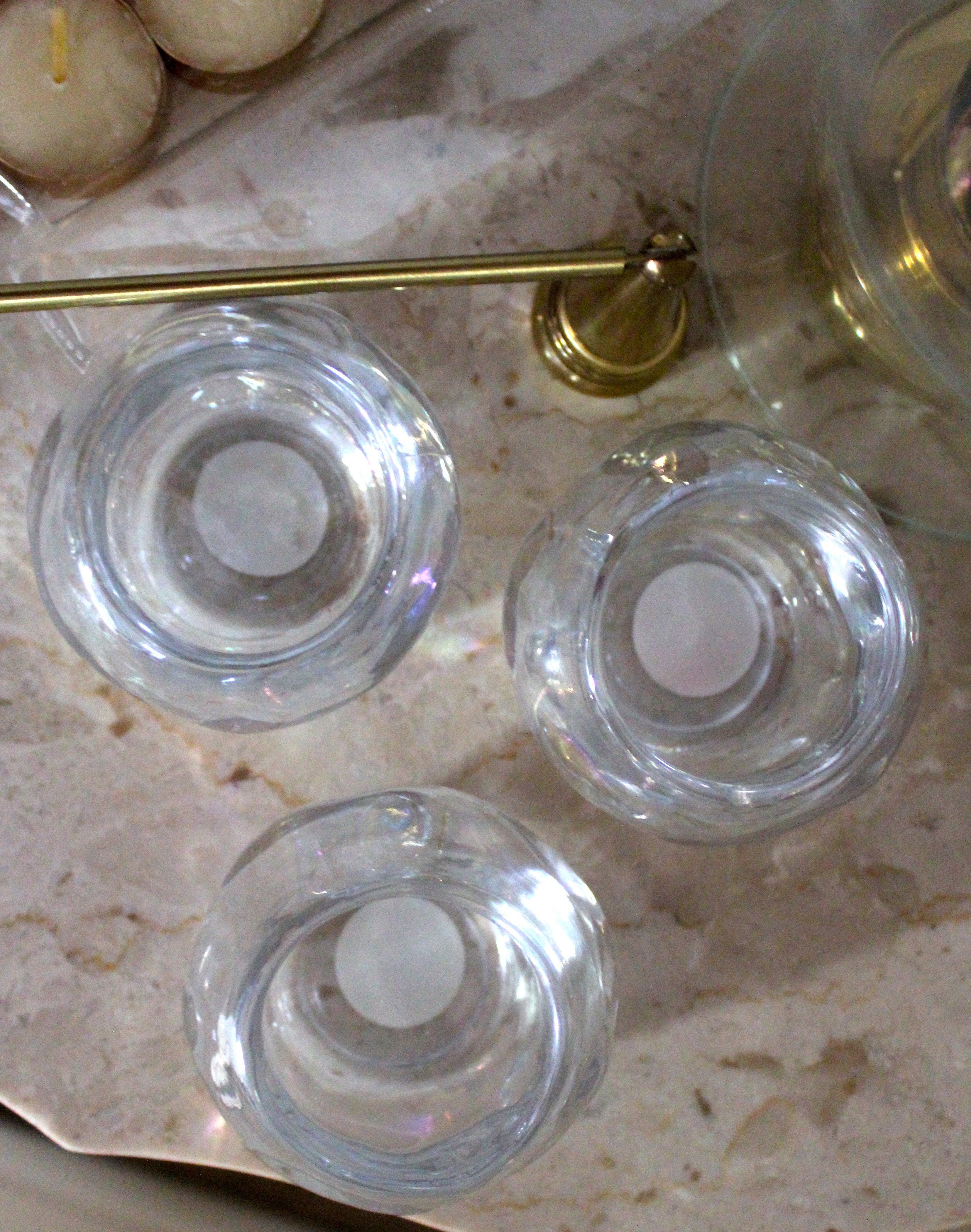 Glass Hurricane, Votives and Candles