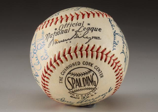 1954/1955 Brooklyn Dodgers Team Signed Baseball @ Jackie Robinson