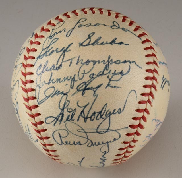 1954/1955 Brooklyn Dodgers Team Signed Baseball @ Jackie Robinson