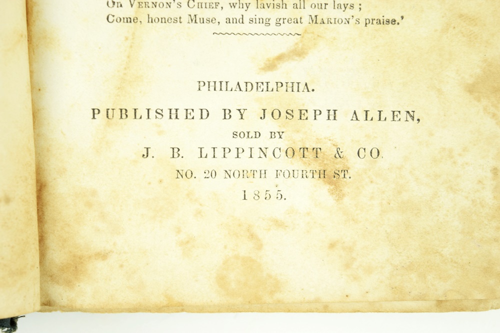 1855 Publication "The Life of Ge. Francis Marion" by Brig. Horry