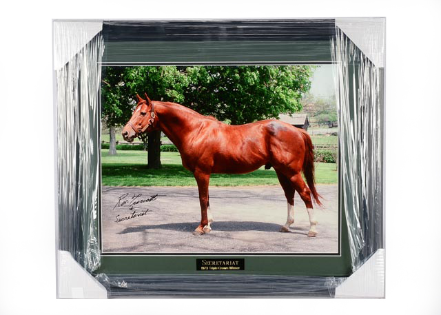 Awesome Framed Secretariat Horse Photo Signed by Ron Turcotte