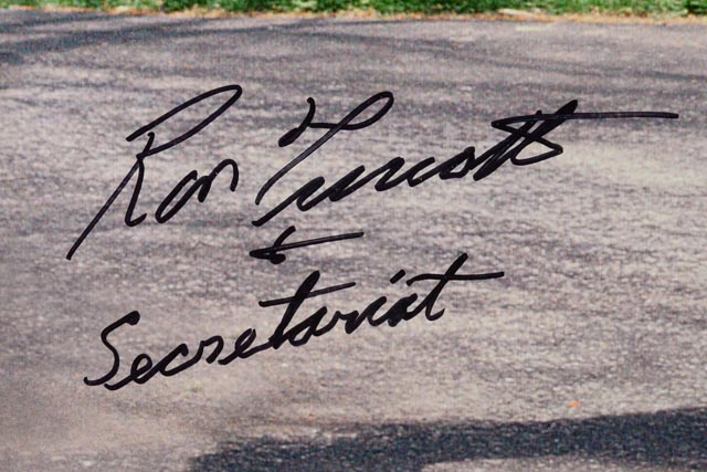 Awesome Framed Secretariat Horse Photo Signed by Ron Turcotte