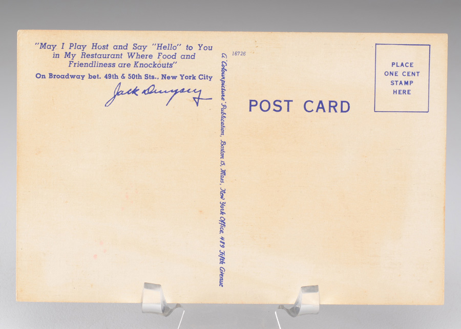 1940s Jack Dempsey Restaurant Postcard