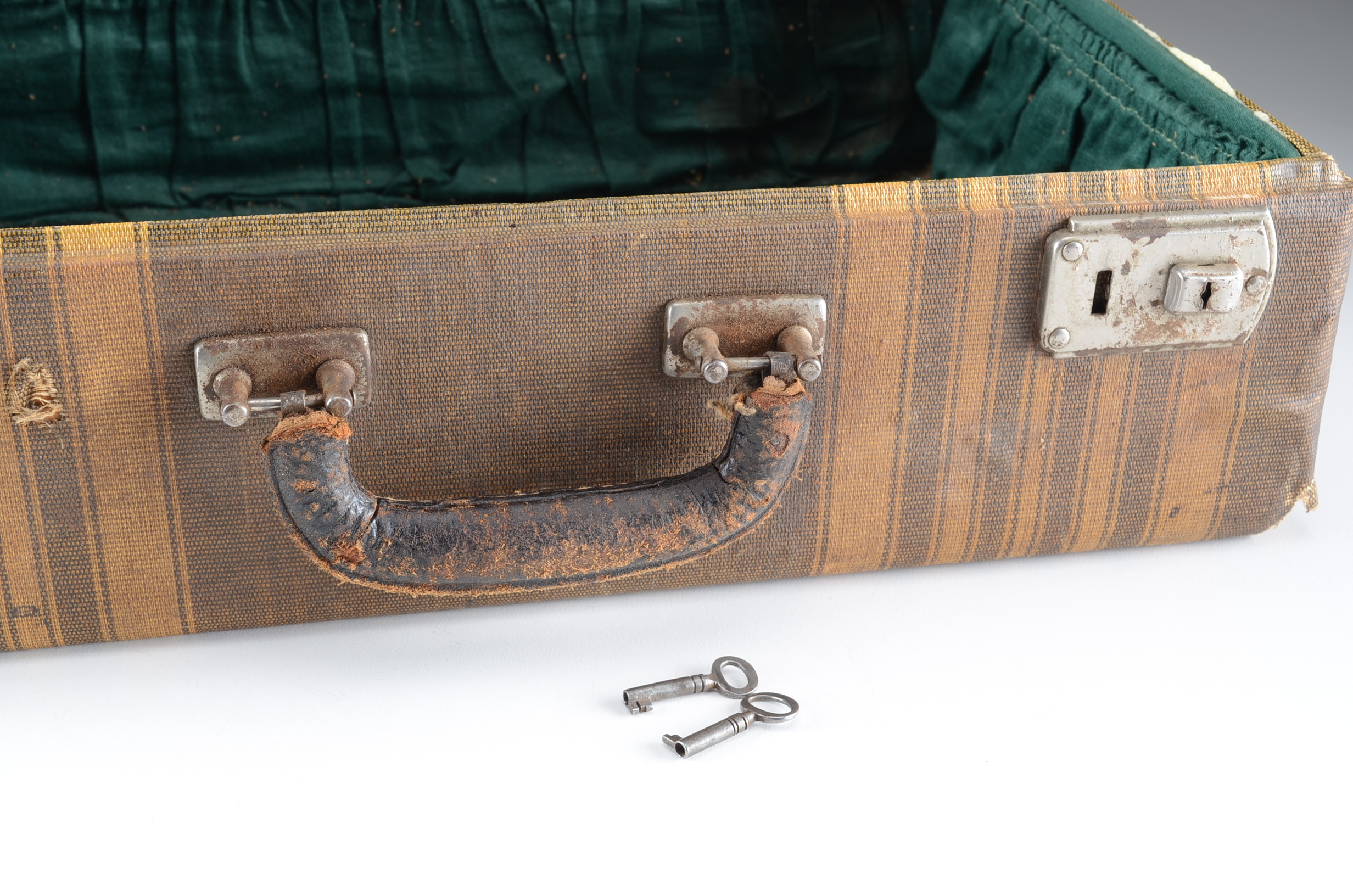 Antique Suitcase With College Pennants
