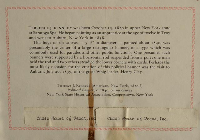 'Whig Political Banner' American Folk Artist T. Kennedy Print