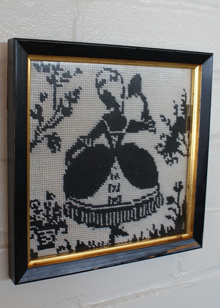 Vintage Colonial Women Framed Cross Stitch