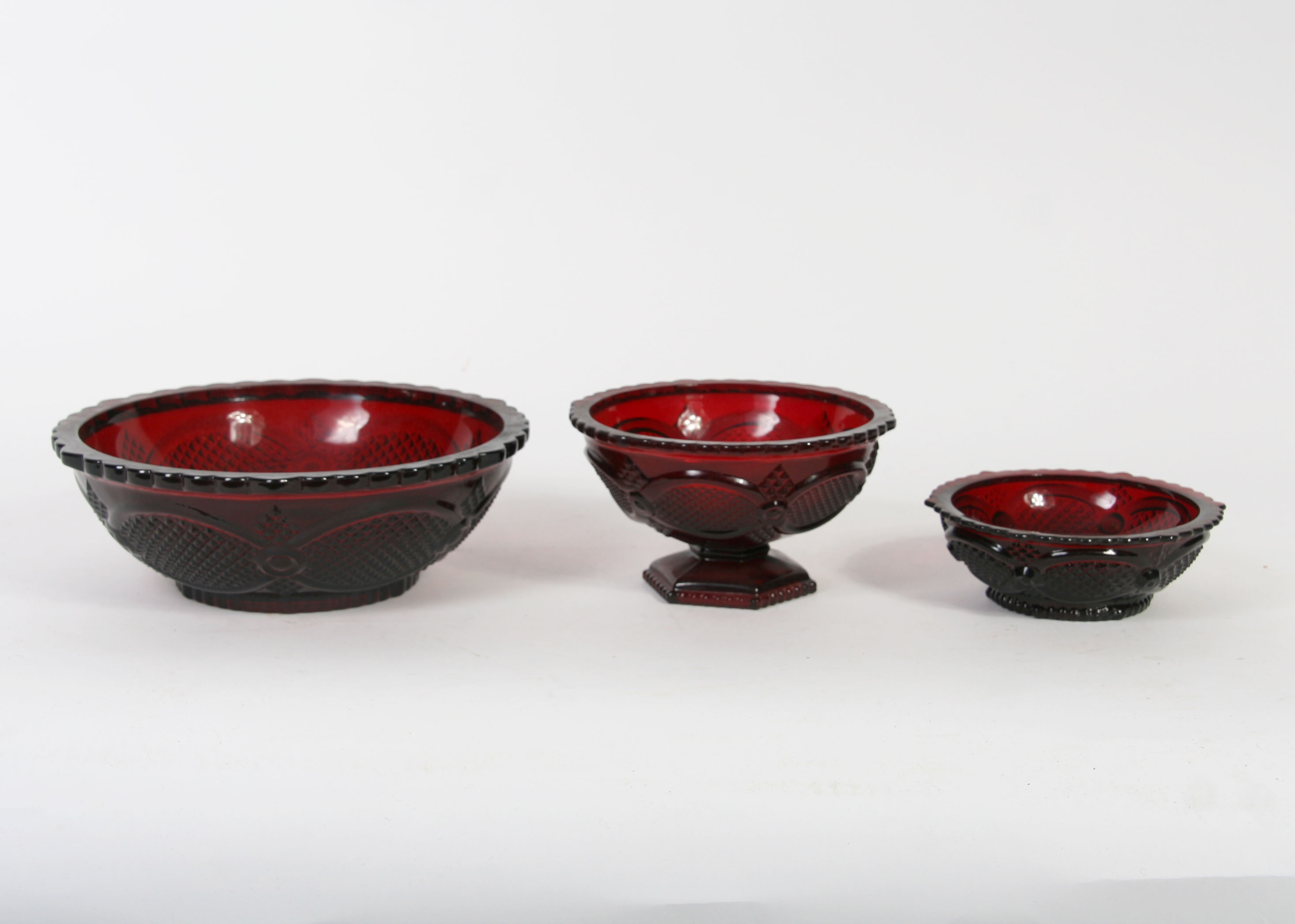 Avon "1876 Cape Cod" Red Glass Dinnerware Collection of 75 Pieces