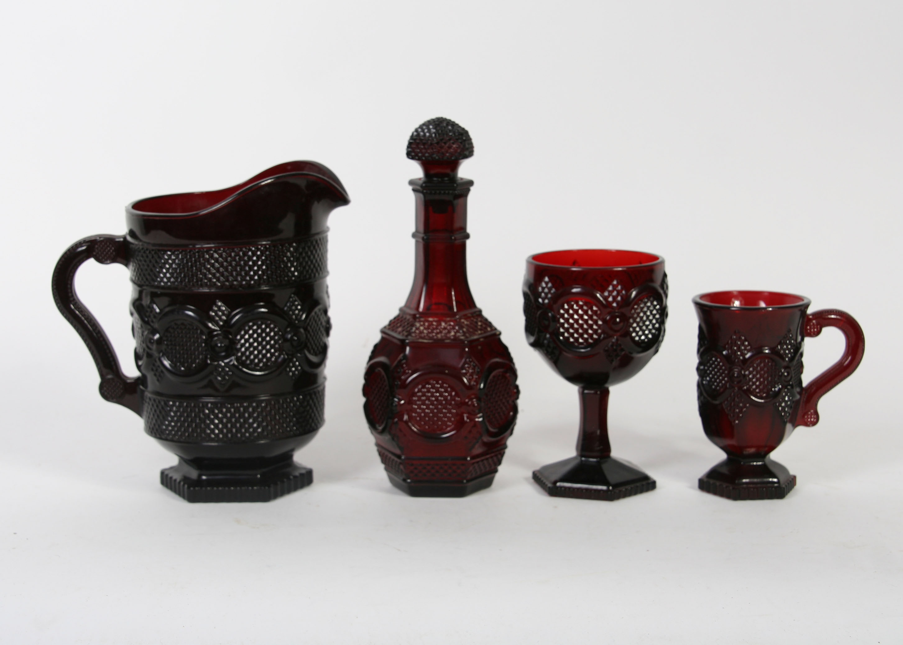 Avon "1876 Cape Cod" Red Glass Dinnerware Collection of 75 Pieces