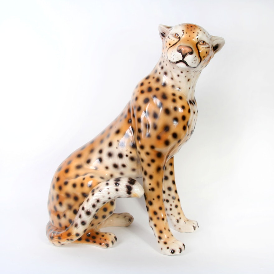 Italian Ceramic Cheetah Statuette