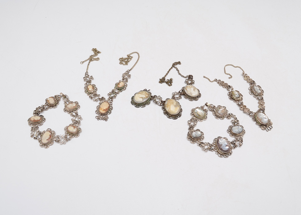 Shell Carved Cameo Necklaces and Bracelets