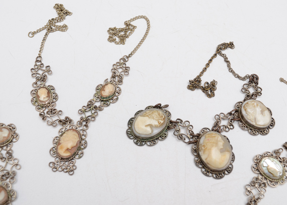 Shell Carved Cameo Necklaces and Bracelets
