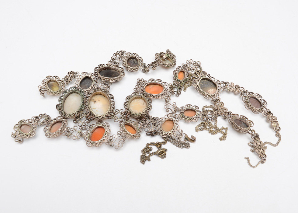 Shell Carved Cameo Necklaces and Bracelets