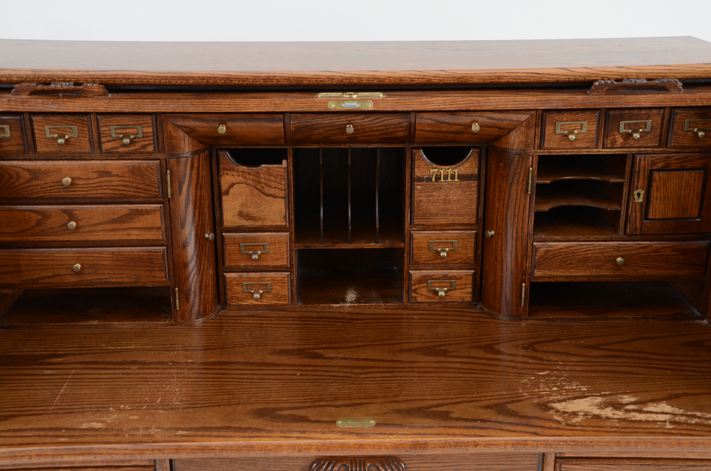 Postmaster Roll-Top Oak Desk