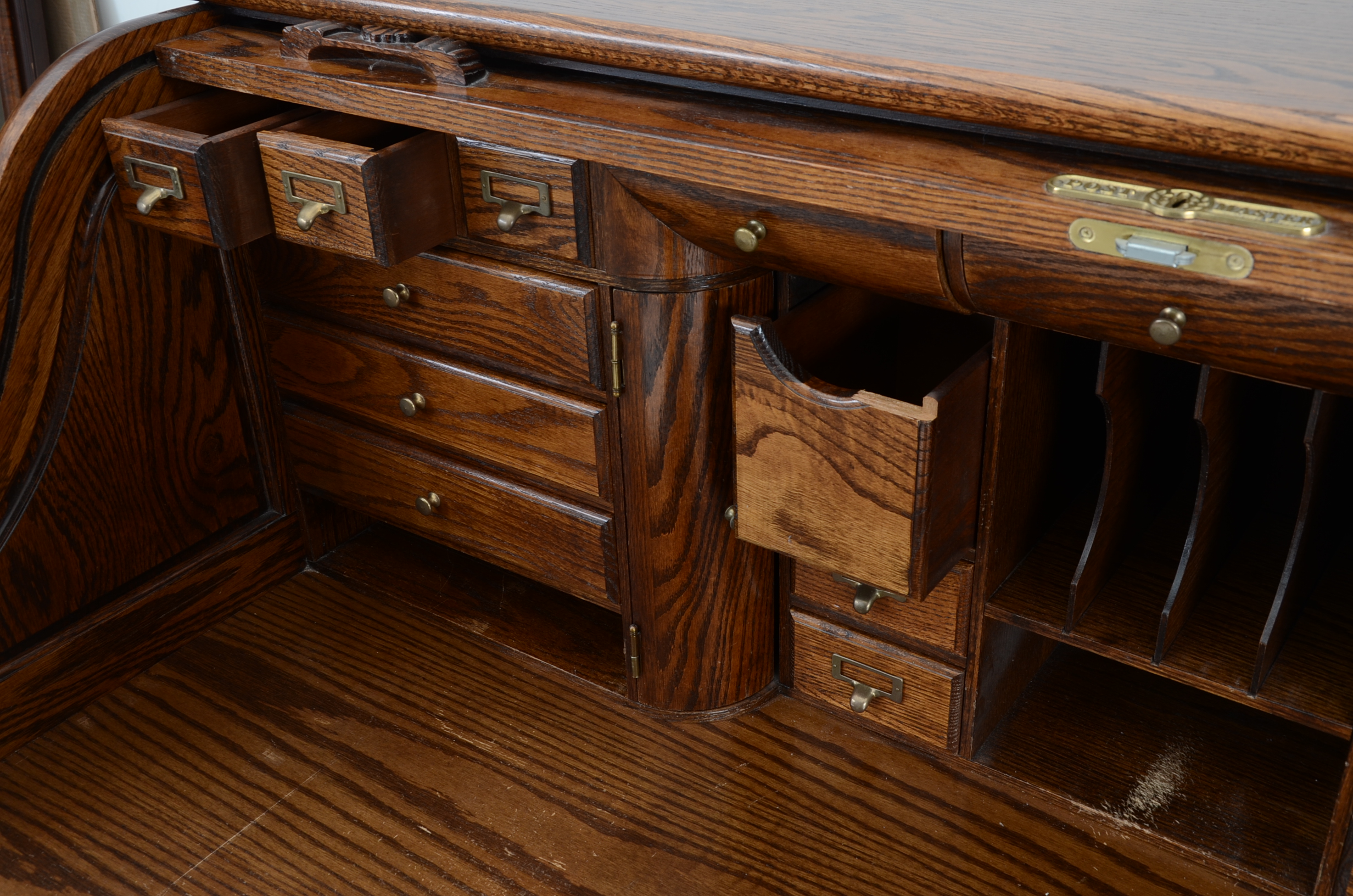 Postmaster Roll-Top Oak Desk