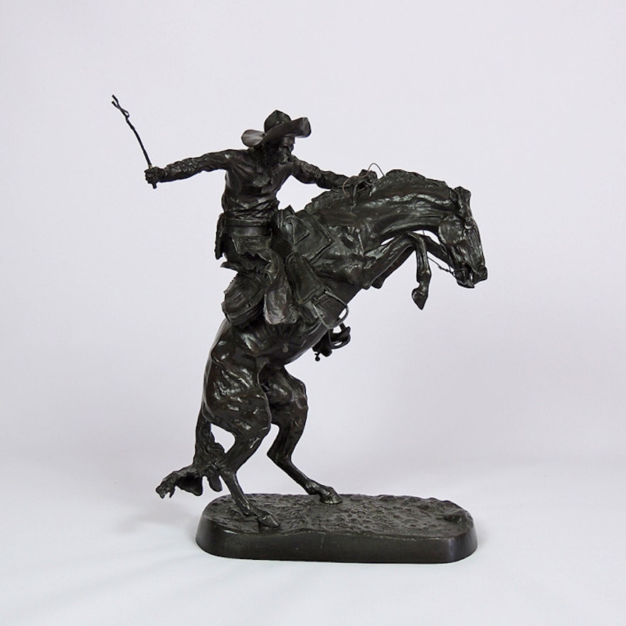 Frederic Remington Bronze Recast Sculpture "Bronco Buster"