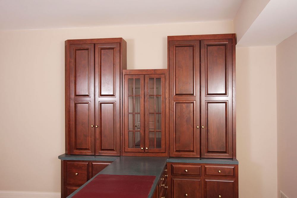 Large Cherry Office Desk and Cabinets
