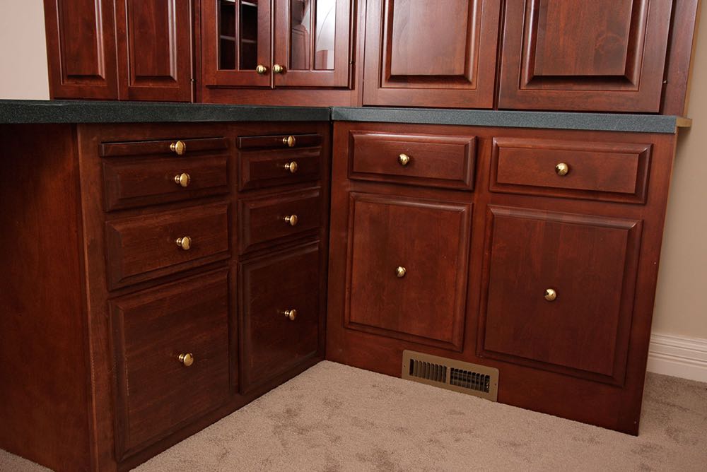 Large Cherry Office Desk and Cabinets