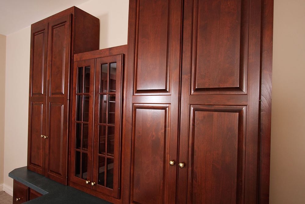 Large Cherry Office Desk and Cabinets