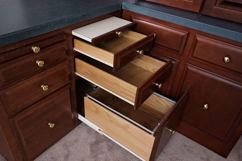 Large Cherry Office Desk and Cabinets