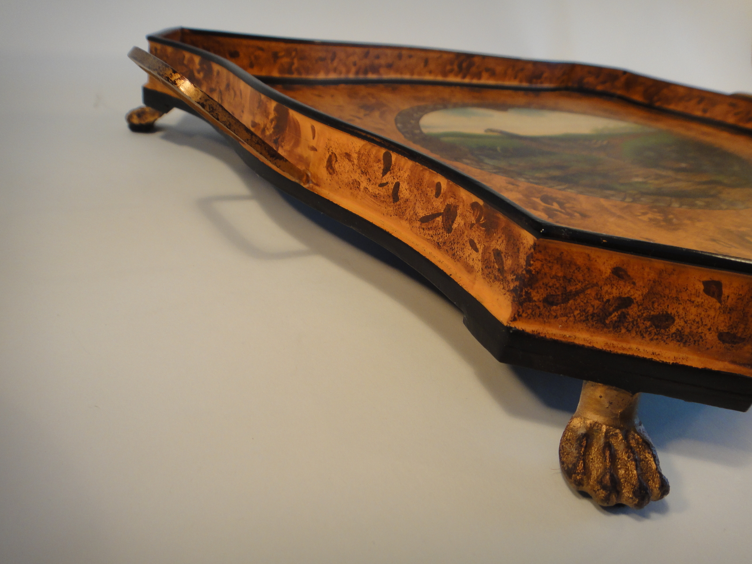 Vintage Footed Metal Pheasant Serving Tray