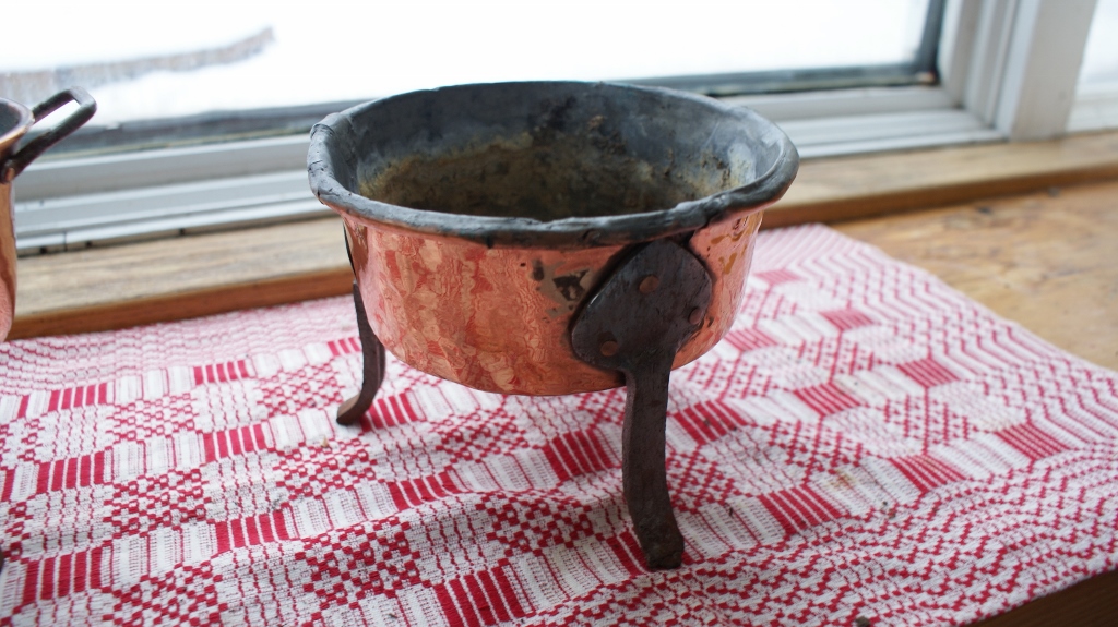 Three Small Copper Footed Pots
