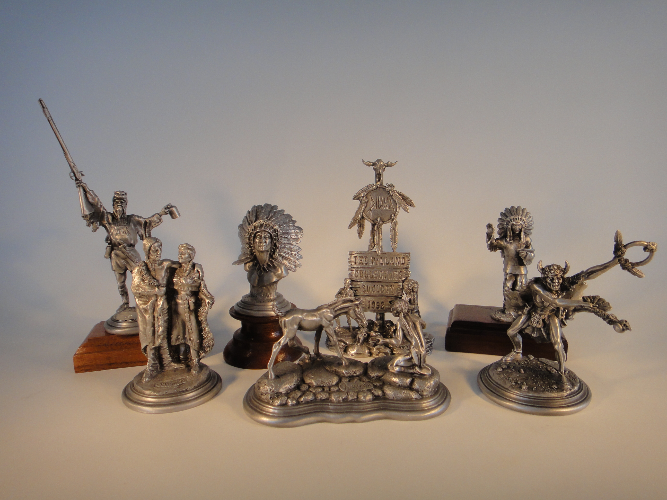 Collection of Seven Polland Miniature Pewter Sculptures Chilmark