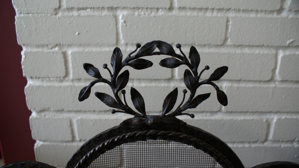 Vintage Wrought Iron Fireplace Screen & Tools