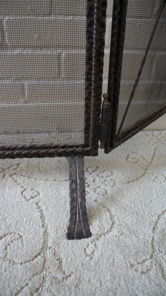 Vintage Wrought Iron Fireplace Screen & Tools
