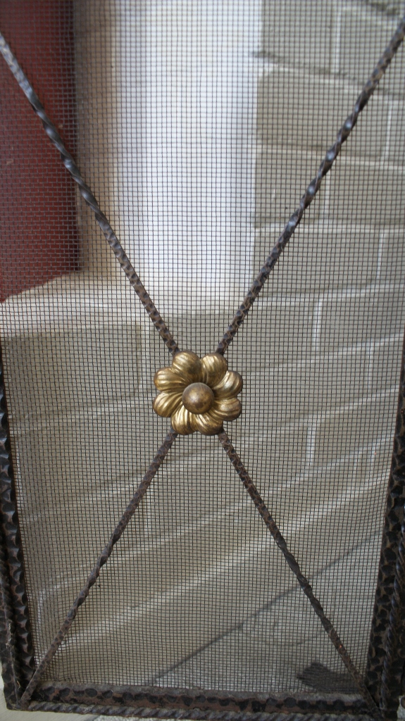 Vintage Wrought Iron Fireplace Screen & Tools