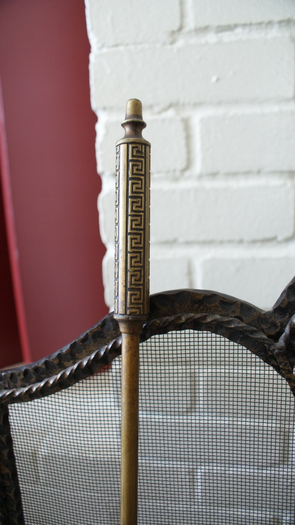 Vintage Wrought Iron Fireplace Screen & Tools