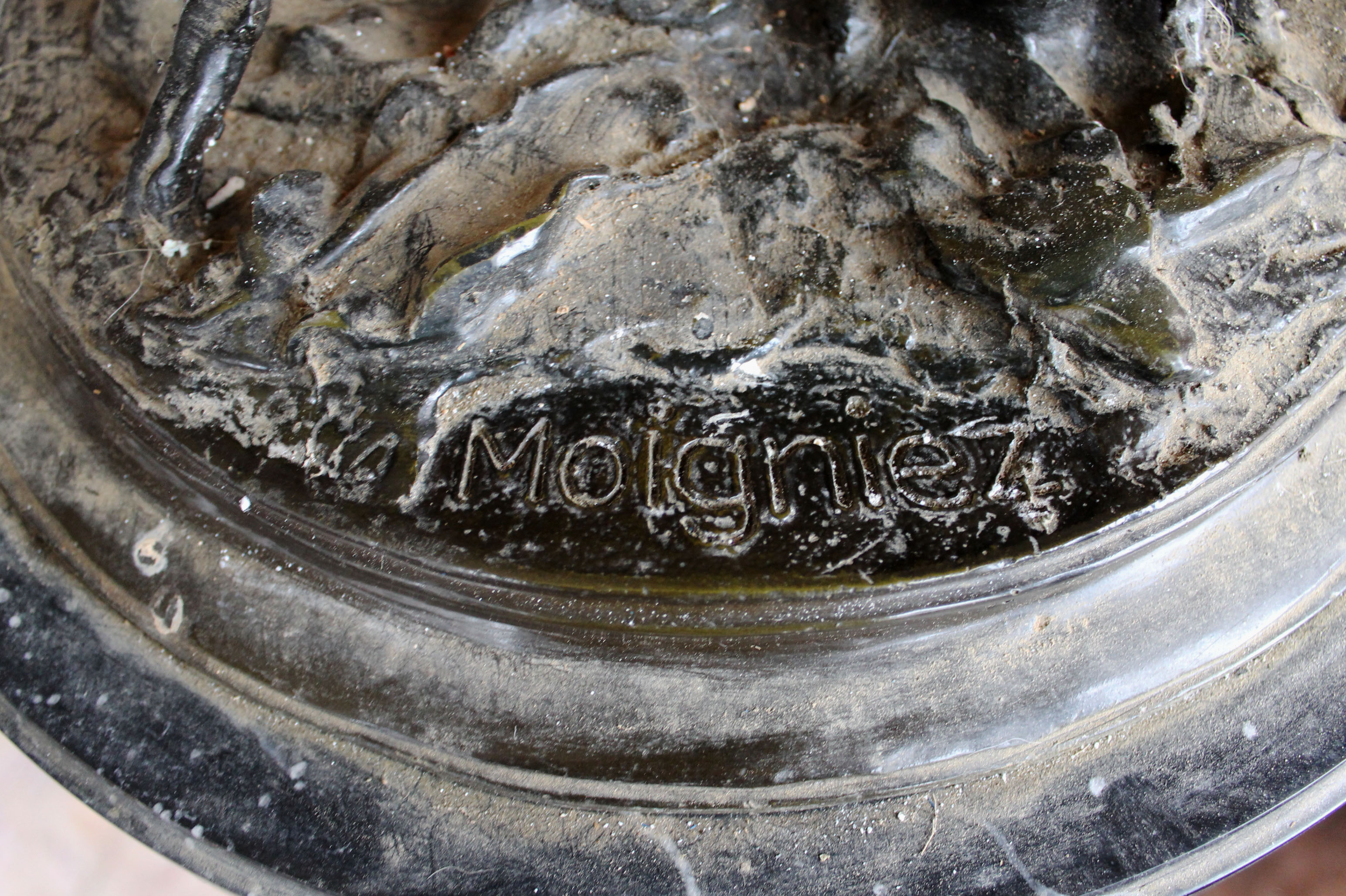 Jules Moigniez Signed Bronze Owl Sculpture on Marble Pedestal