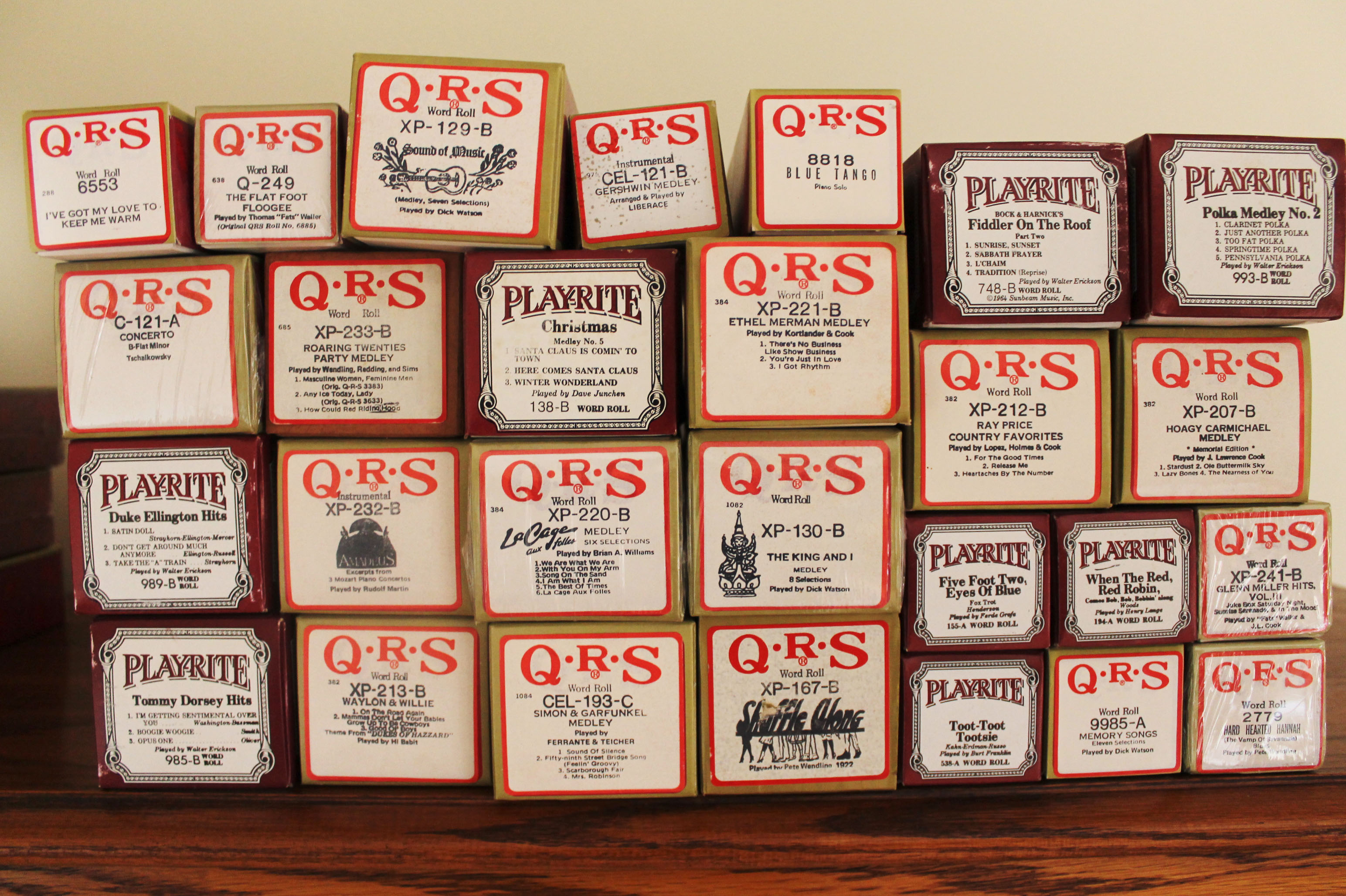 Oak Baldwin Player Piano and Bench with 50 Piano Rolls