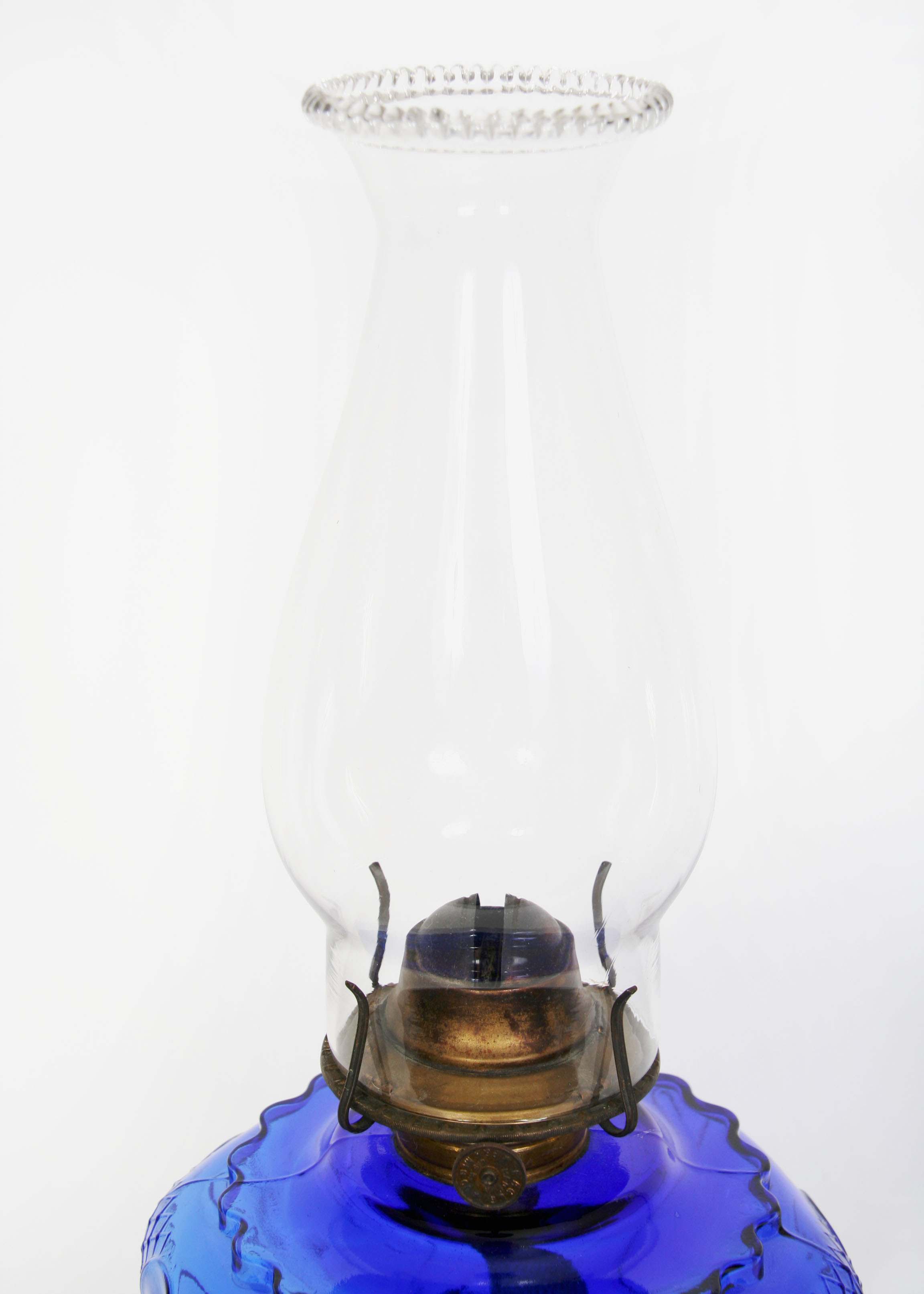 Vintage Cobalt Blue Glass Oil Lamp