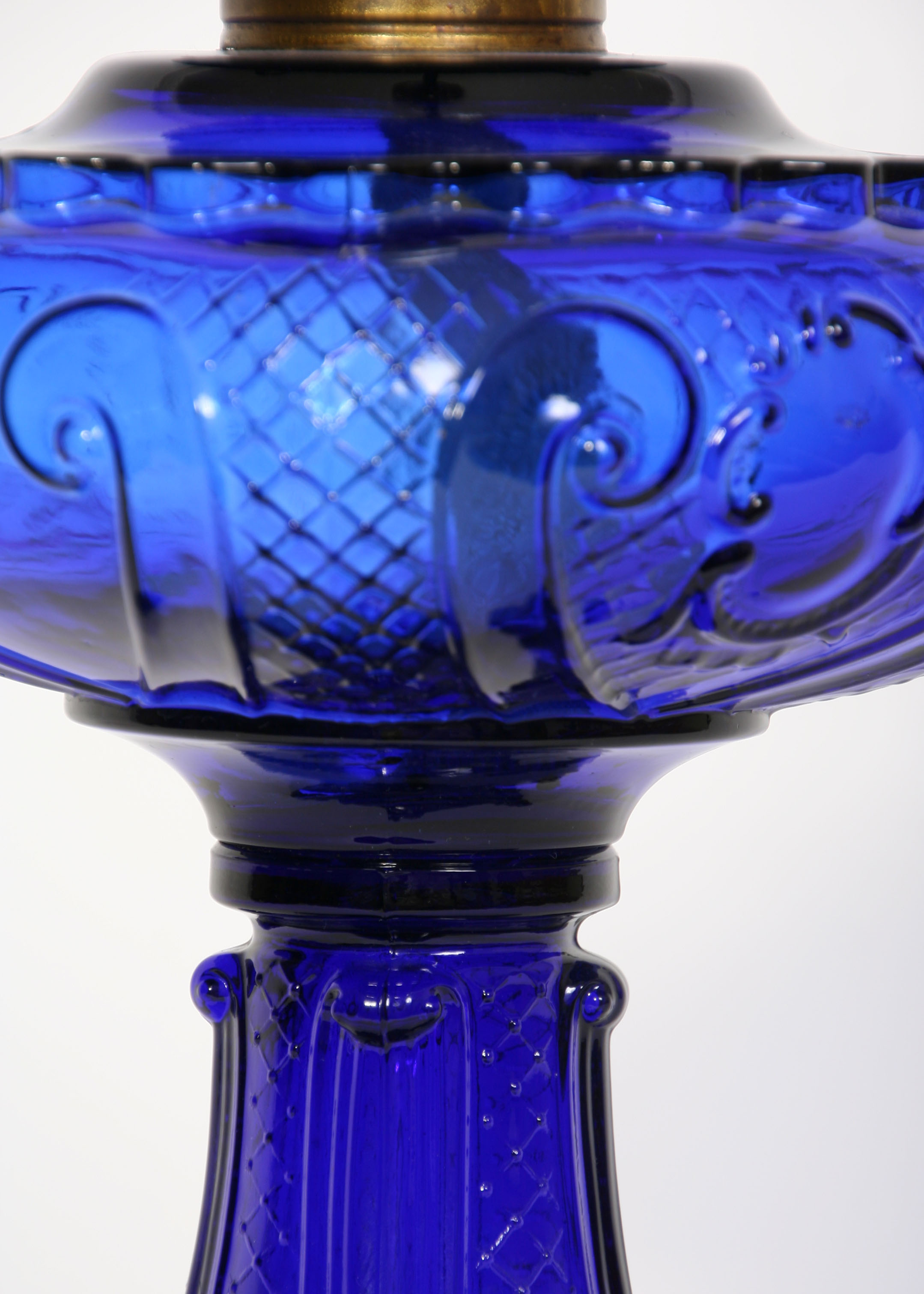 Vintage Cobalt Blue Glass Oil Lamp