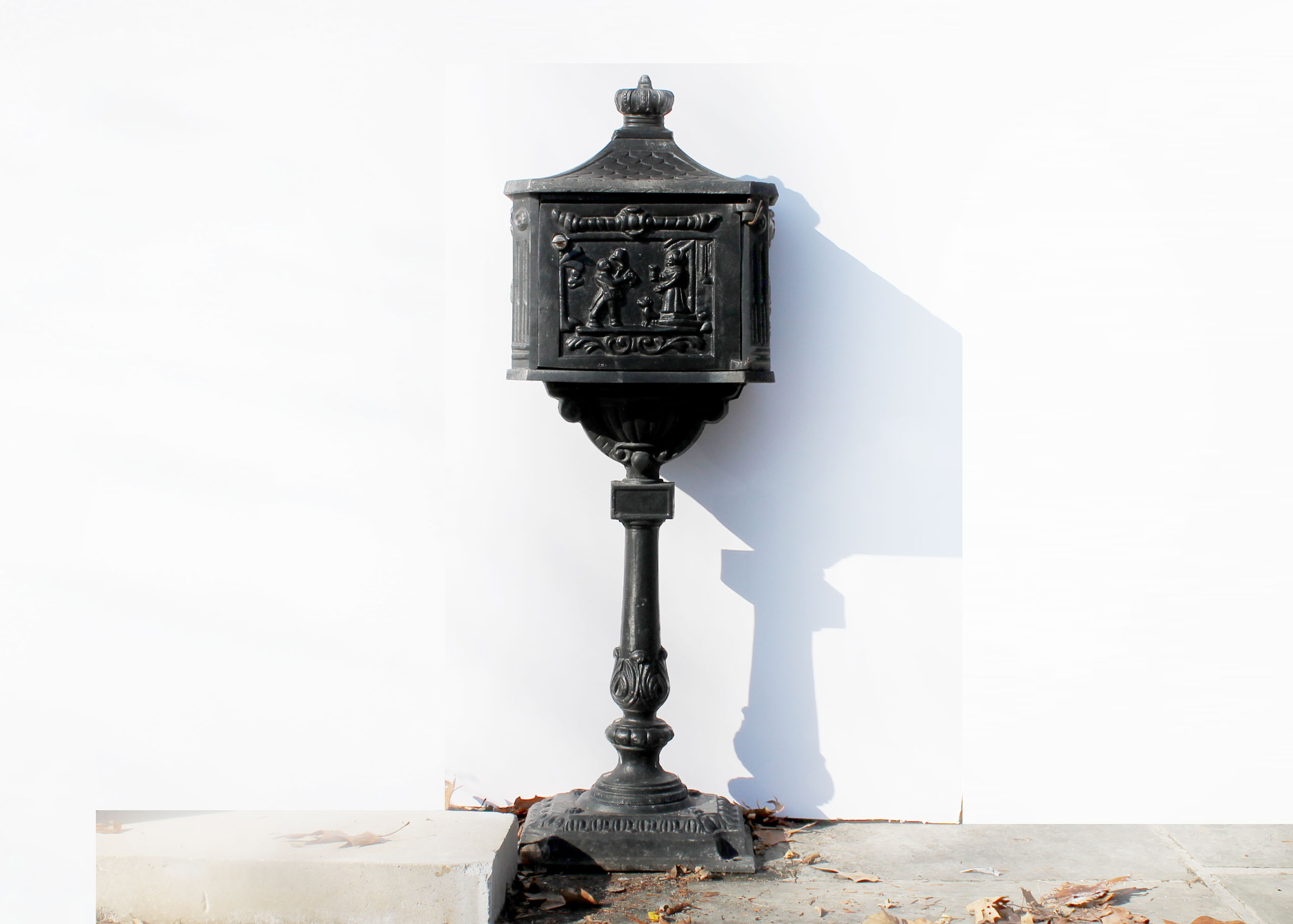 Vintage Cast Iron Mailbox on Pedestal Base