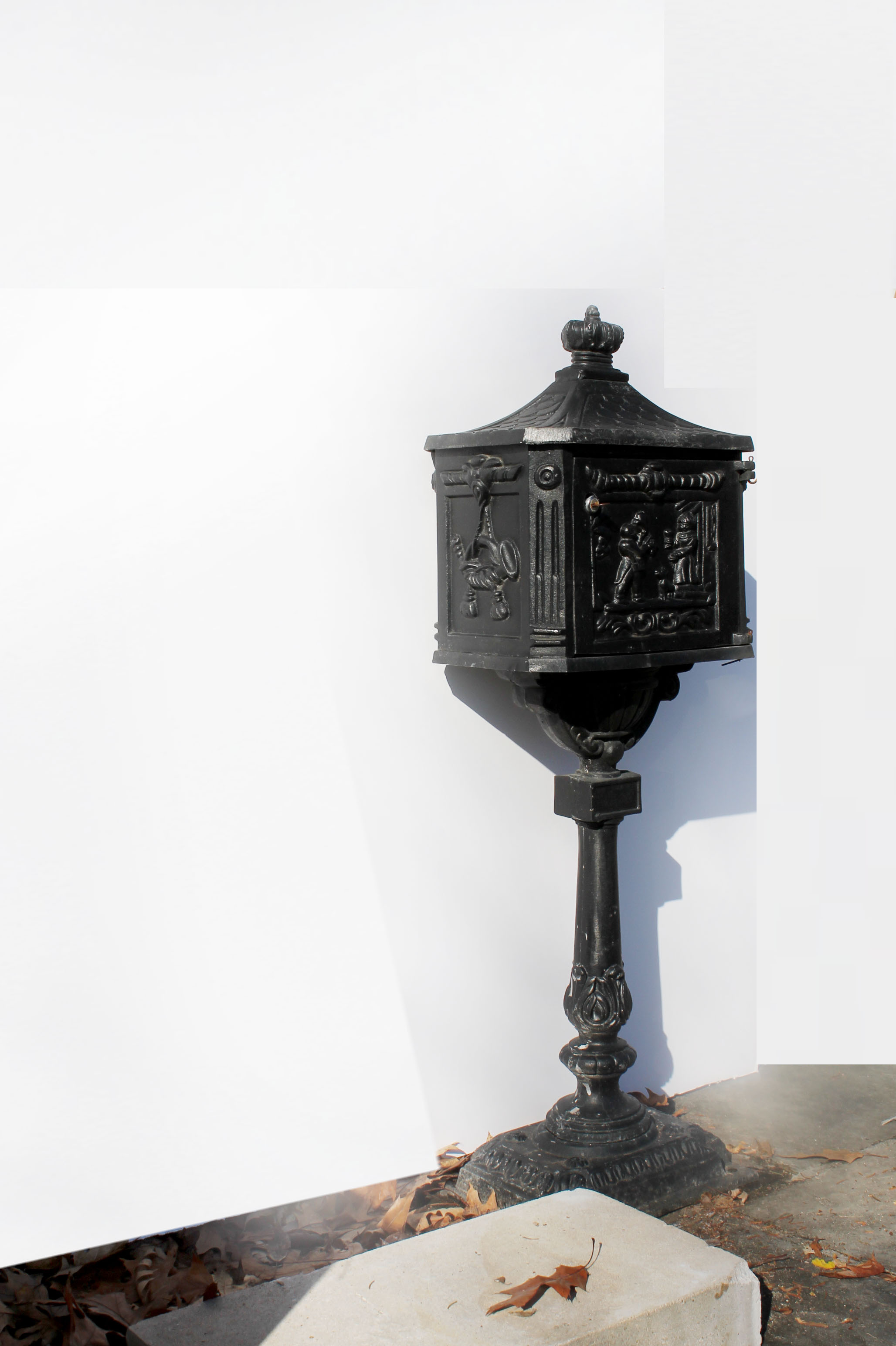 Vintage Cast Iron Mailbox on Pedestal Base